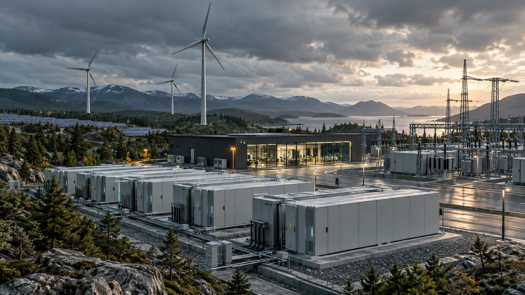 Battery storage infrastructure at a renewable energy site